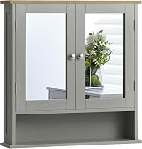 Bath Vida Priano 2 Door Mirrored Wall Cabinet Grey Oak H58 W56 D13 cm view 8