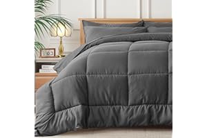 Newspin Full Bed in a Bag - 7 Pieces Dark Grey Comforter Set, Lightweight All Season Ultra Soft Bedding Comforter Set with Comforter, Flat Sheet, Fitted Sheet, Pillowcases & Shams