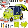 BASUN Trucks Take Apart Toys with Electric Drill, DIY Electric City Clean Truck Toy Set, STEM Assembled Educational Toys, Garbage Truck Toys, Birthday Gifts for 3 4 5 6 7 8 Years Old Boys Girls