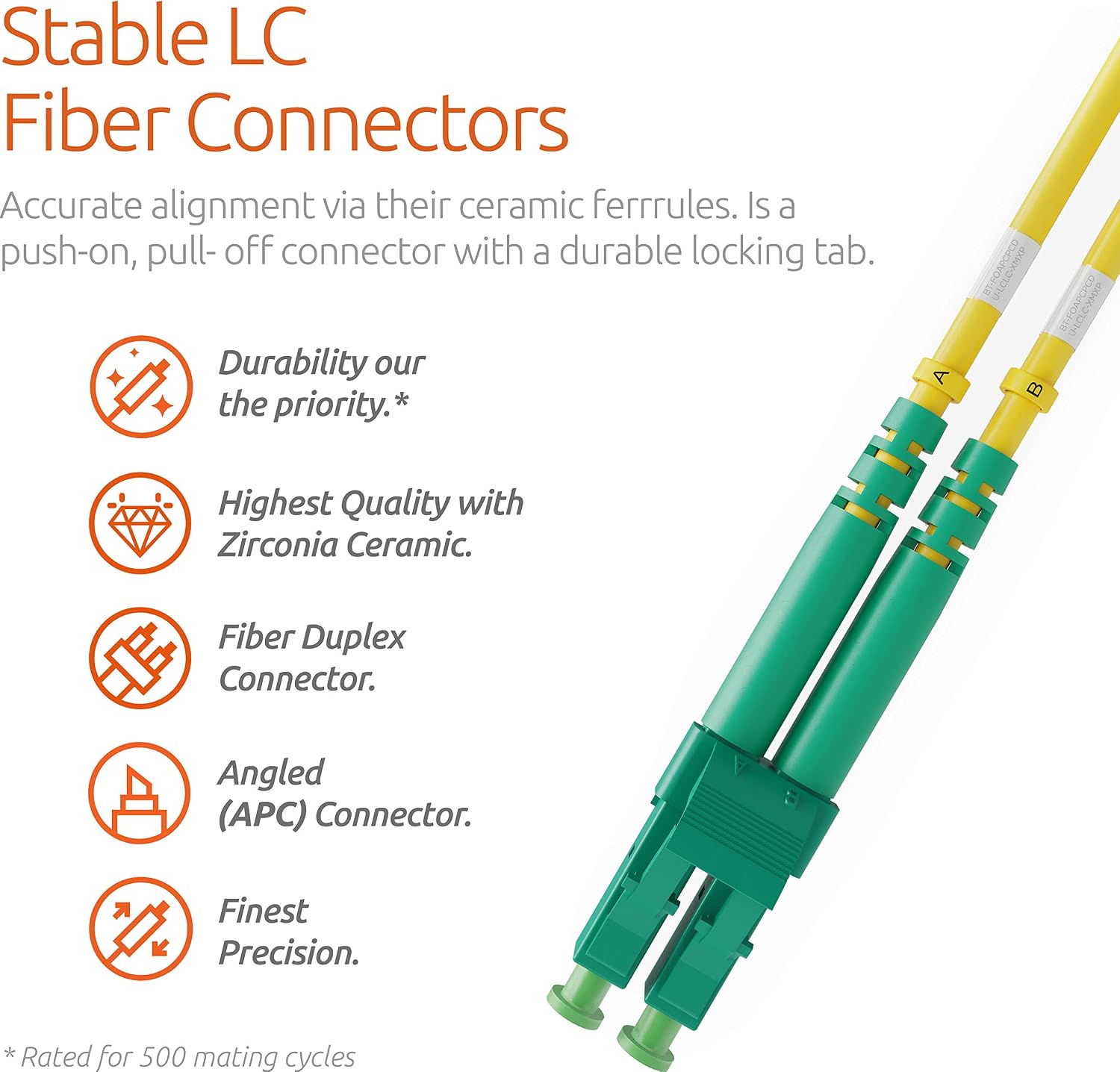BEYONDTECH LC to LC Single Mode Fibre Patch Cable Duplex - 5M APC/APC (LSZH) 9/125um OS1 Singlemode Lead Series - Image 3