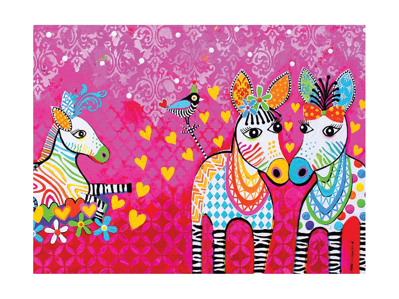 Maxwell & Williams Love Hearts Animal Printed Tea Towel with Zig Zag Zeb Design, 1% Cotton, Pink, 5 x 7 cm