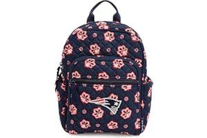 Vera Bradley Women's Cotton NFL Small Backpack (Multiple Teams Available), Nautical Blue/Red Bandana w/New England Patriots