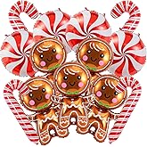 14 Pcs Christmas Balloons Decorations Gingerbread Man Balloons Red Candy Cane Foil Balloon for Winter Themed Christmas Birthday Party Decorations