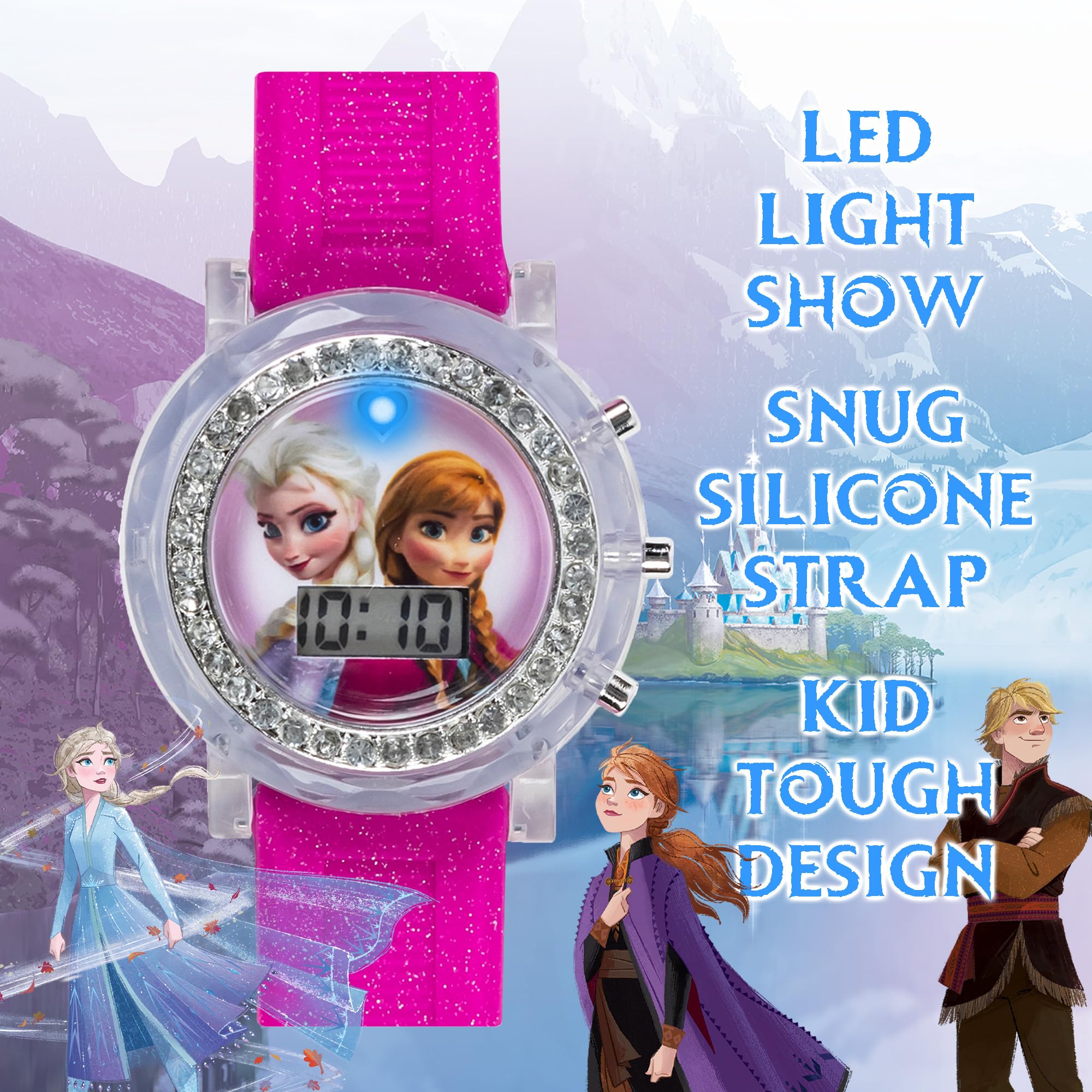 Accutime Frozen Elsa and Anna LCD Watch with Silicone Band