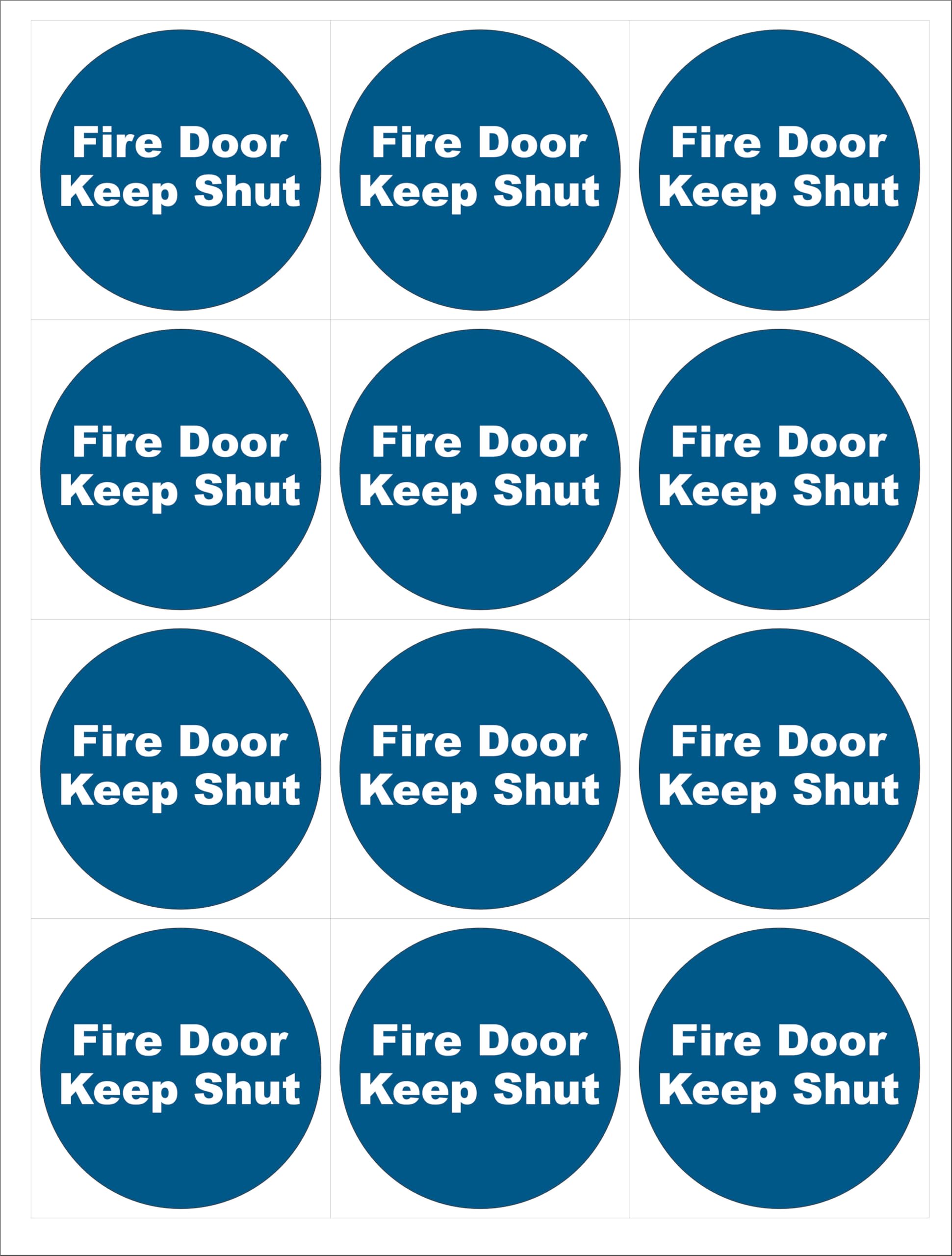 Fire Door Keep Shut Sign, 12 Pieces, Blue