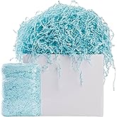 AODESTINY 2.2LBS Crinkle Cut Paper Shred Filler, Shredded Paper for Gift Bag Box Basket, Packing Grass Cushion Crinkle Shred Filler for Christmas Wedding Birthday Bridesmaid Engagement-Blue