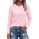 SMENG Womens Long Sleeve Shirt Cotton Blend Crewneck Basic Tops Soft UPF50+ Athleisure Tshirt