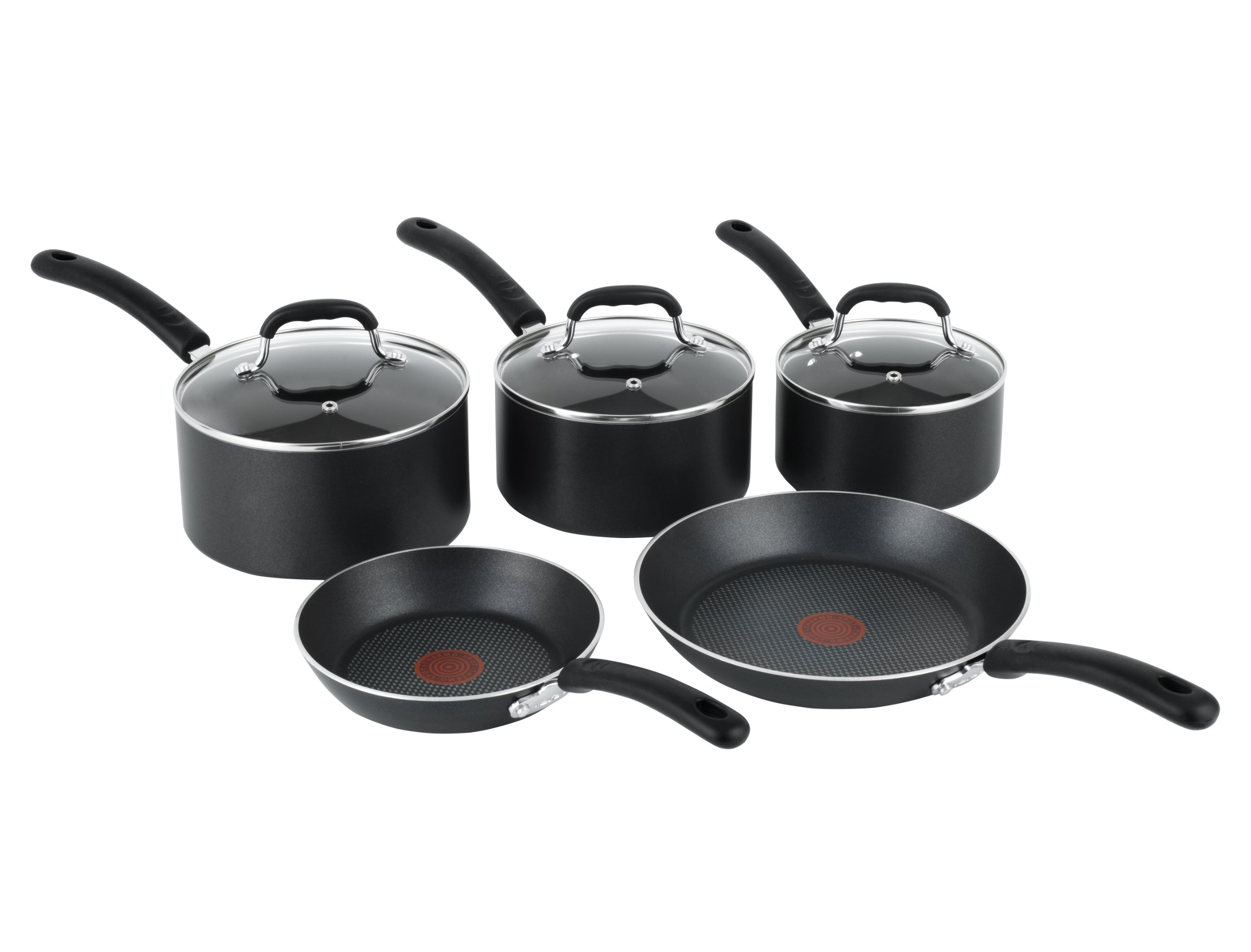 Tefal E857S544 Premium Non-Stick Cookware Set with Induction, 5 Pieces - Black