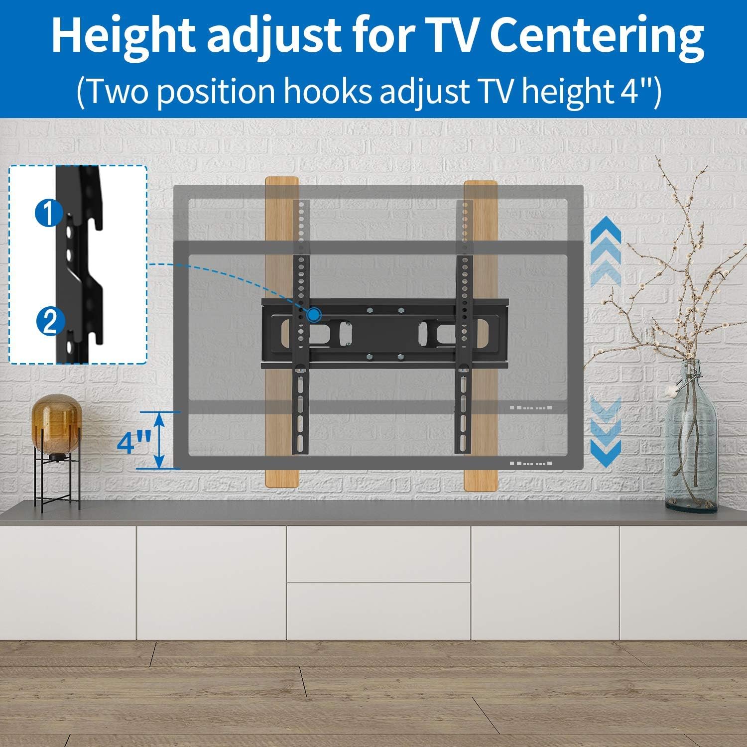 Everstone TV Wall Mount for Most 32"-65" TVs Heavy Duty Dual Arm Articulating Full Motion Tilt Swivel 14" Extension Bracket,LED,LCD,OLED&Plasma Flat Screen Curved TV,Up to VESA 400mm,Height Adjustable: Electronics
