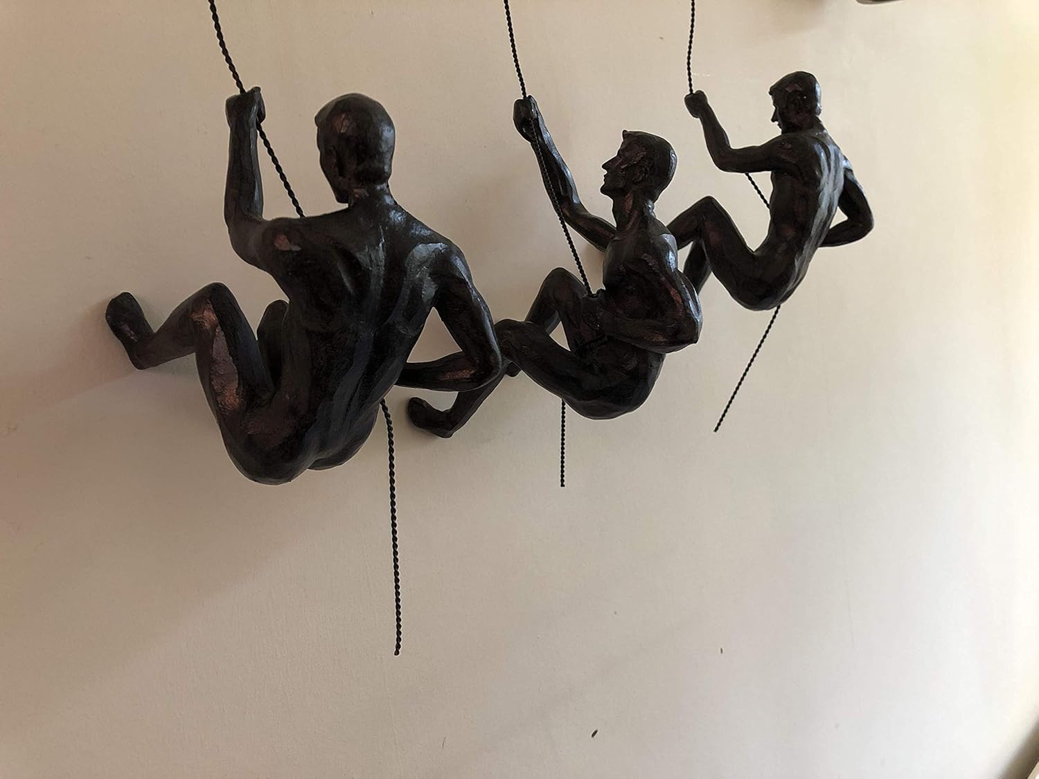 5x Large Bronze Climbing Abseiling Hanging Ornaments Figures Set of 5