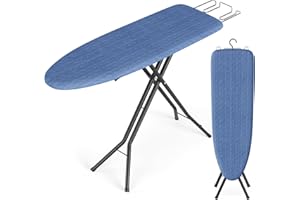 SONGMICS Ironing Board, Foldable Iron Board, Height Adjustable up to 35 Inches, with 4 Layered Cover and Pad, Iron Rest, Hook, Steel X-Legs, for Home, Laundry Room, Dorm, Midnight Blue ULLB001Q01