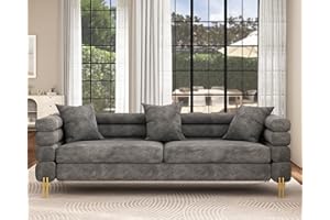 AMERLIFE Oversized Sofa - 85 inch Sofa Couch, 3 Seater Comfy Bouclé Deep Seat Sofa for Living Room - Grey