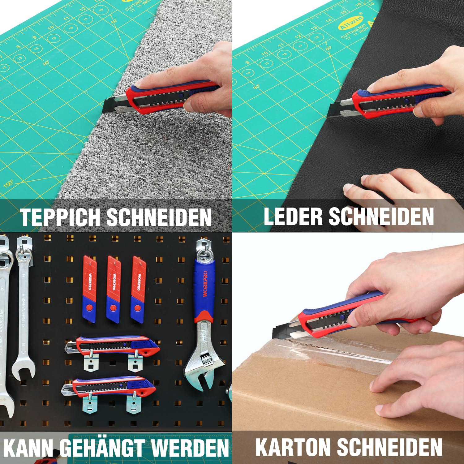 WORKPRO Cuttermesser Klingen 18mm 100 Stück für Profis, gehärtet & extrem scharf Ersatzklingen aus SK5, Abbrechklingen für Teppichmesser Cuttermesser inkl. 10 unabhängige Box 5
