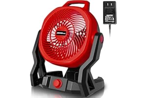HEINPRO Battery Powered Fan Compatible with Milwaukee M18 18V Battery with AC Adapter (No Battery) Up to 650CFM, Variable Speed, Low Noise 30dB, Portable Cordless Fan for Camping, Jobsite