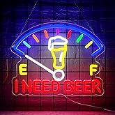 I Need Beer Neon Sign for Wall Decor Dimmable Beer LED Light Beer Dashboard Bar Neon Light for Man Cave Bar Pub Party Restaurant Christmas Birthday Gift Art Size13.6 * 12.5(WZCP020)