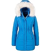 Chrisuno Women's Winter Warm Coats Puffer Jacket Long Drawstring Waterproof Snow Parka With Removable Faux Fur Trim Hood