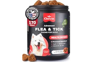 CHEWIA Flea and Tick Prevention for Dogs Chewables - Dog Flea Treatment Chews - Flea and Tick Chewables for Dogs - Dog Flea & Tick Control Soft Treats - Natural Prevention - Dog Immune Support Supplement