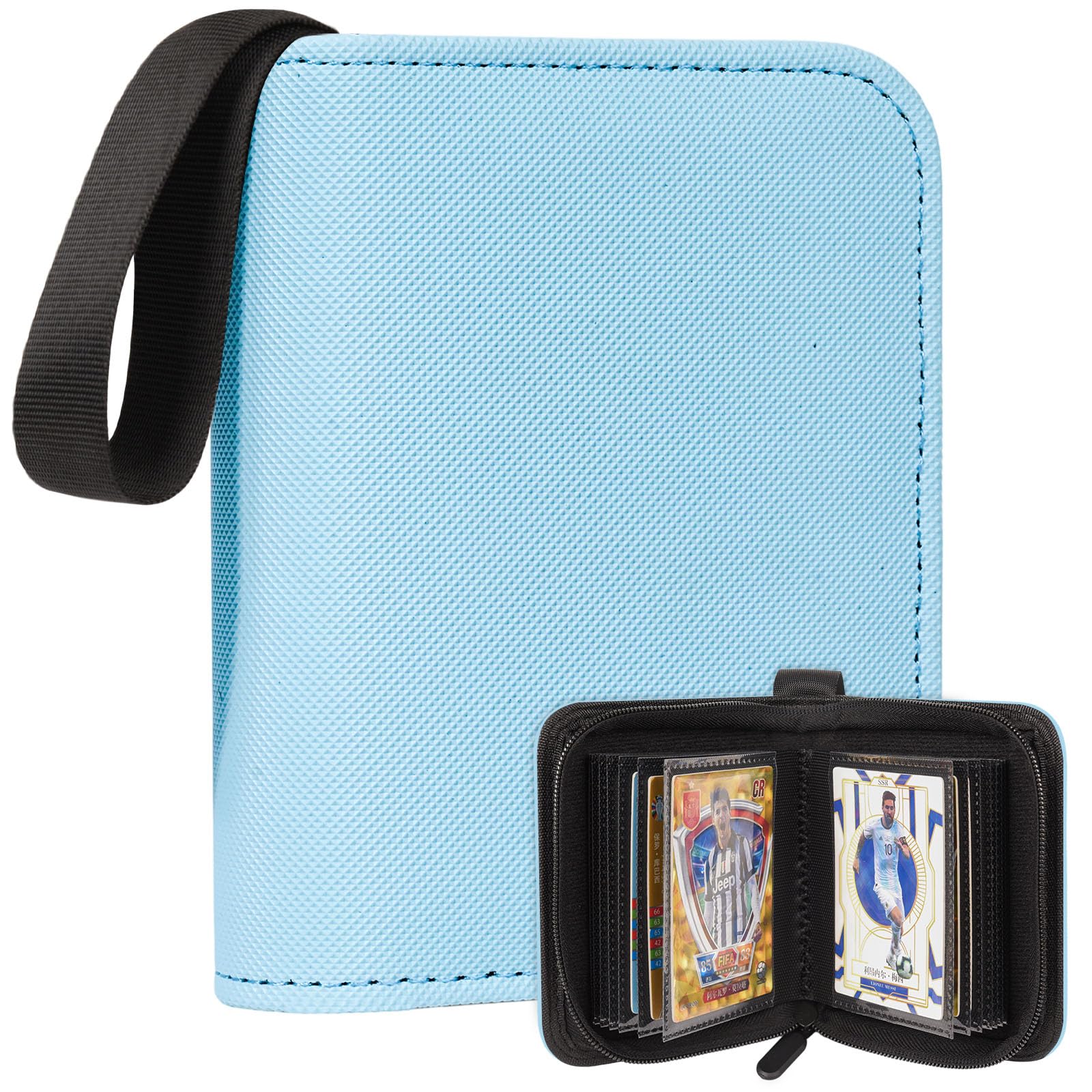 Photo 1 of 1 Pocket Card Binder – Collectible Trading Card Album, Single Card Holder with 20 Pages, Holds 40 Cards, Side-Loading Mini Binder for TCG, MTG, Sports, Baseball, Football, Small Sports Card Book,Blue