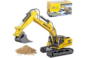 Qcar Large Excavator Construction Vehicle Toys Heavy Duty Alloy Hydraulic Excavator, 1:60 Scale Diecast Site Digger Toy Truck for Kids 8,9,10,11,12 Year Old and up