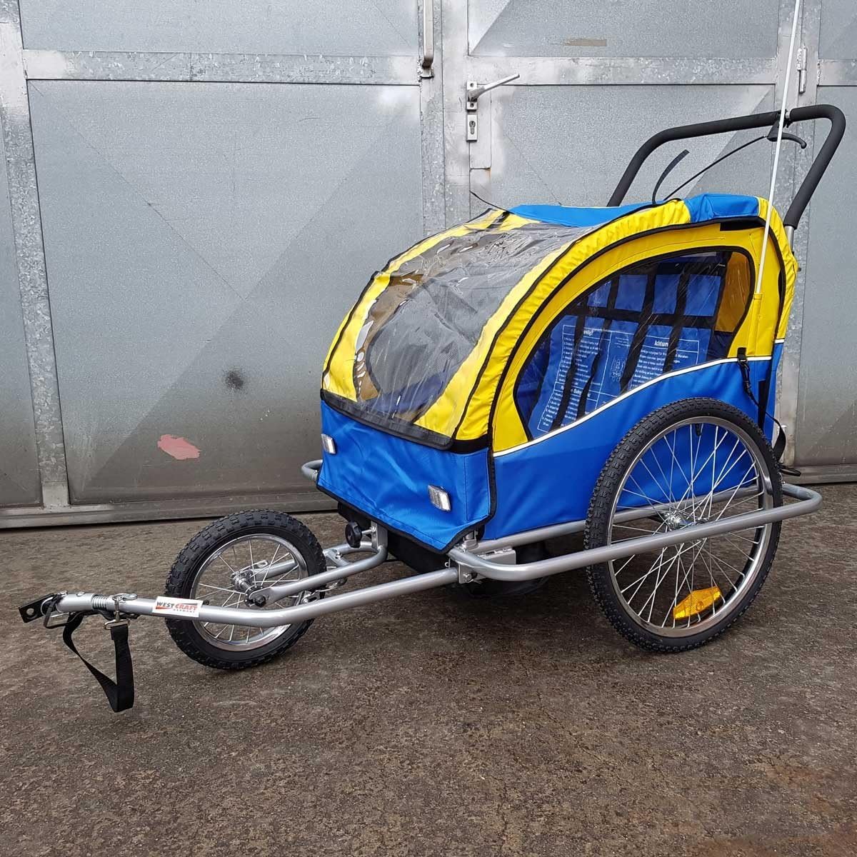 2 in 1 Bike Trailer Jogger Child Trailer Bike Trailers Blue, Yellow