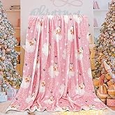 JarThenaAMCS Christmas Fuzzy Blanket 60 x 70 Inch Pink Santa Clause Xmas Tree Throw Blanket Soft Warm Winter Blanket for Home Chair Sofa Couch Bed