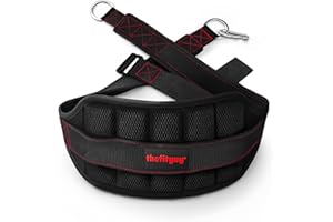 THEFITGUY Ultimate Belt for Belt Squats, Rack Attachment and Squat Machine, Structured Back Support, Stays Low During Down Movement, Padded Hip & Thigh Area, Buckle Strap - No Sliding Down, Heavy Duty
