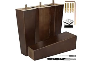 Airy Abode Premium Walnut Square Furniture Legs (Full Install Kit) - Pick Your Size and Color