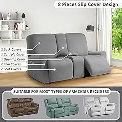 ULTICOR Squared Jacquard Design Reclining Loveseat