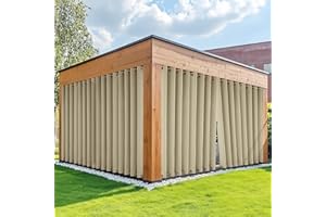 HDCAXKJ Waterproof Outdoor Curtains for Patio with Zipper Top & Bottom Grommet Thermal Privacy Drapes 2 Panels Gazebo Outside Blackout Curtains for Porch Pergola Backyard, 110" W x 95" L, Khaki