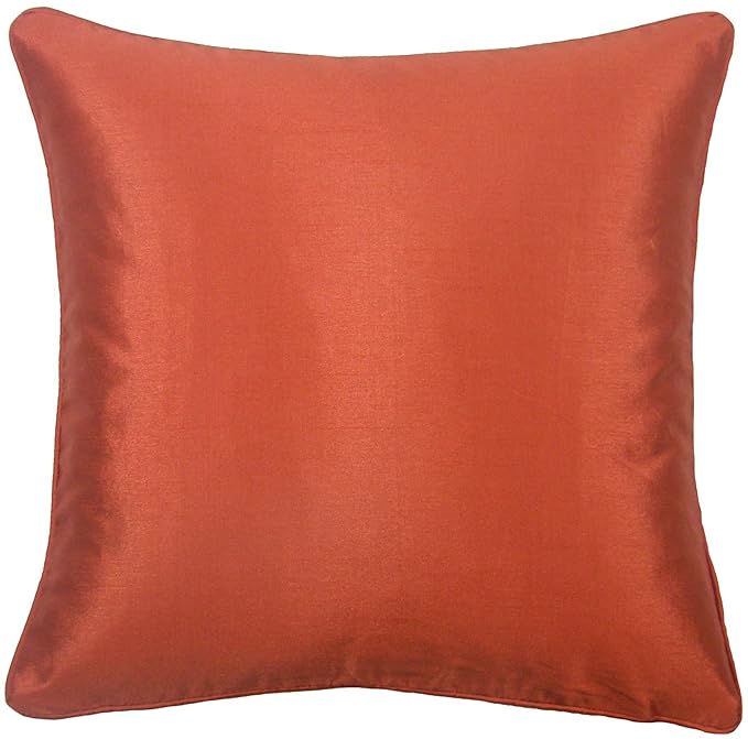 FILLED BURNT ORANGE 17" 43CM FAUX SILK CUSHION PILLOW CASE