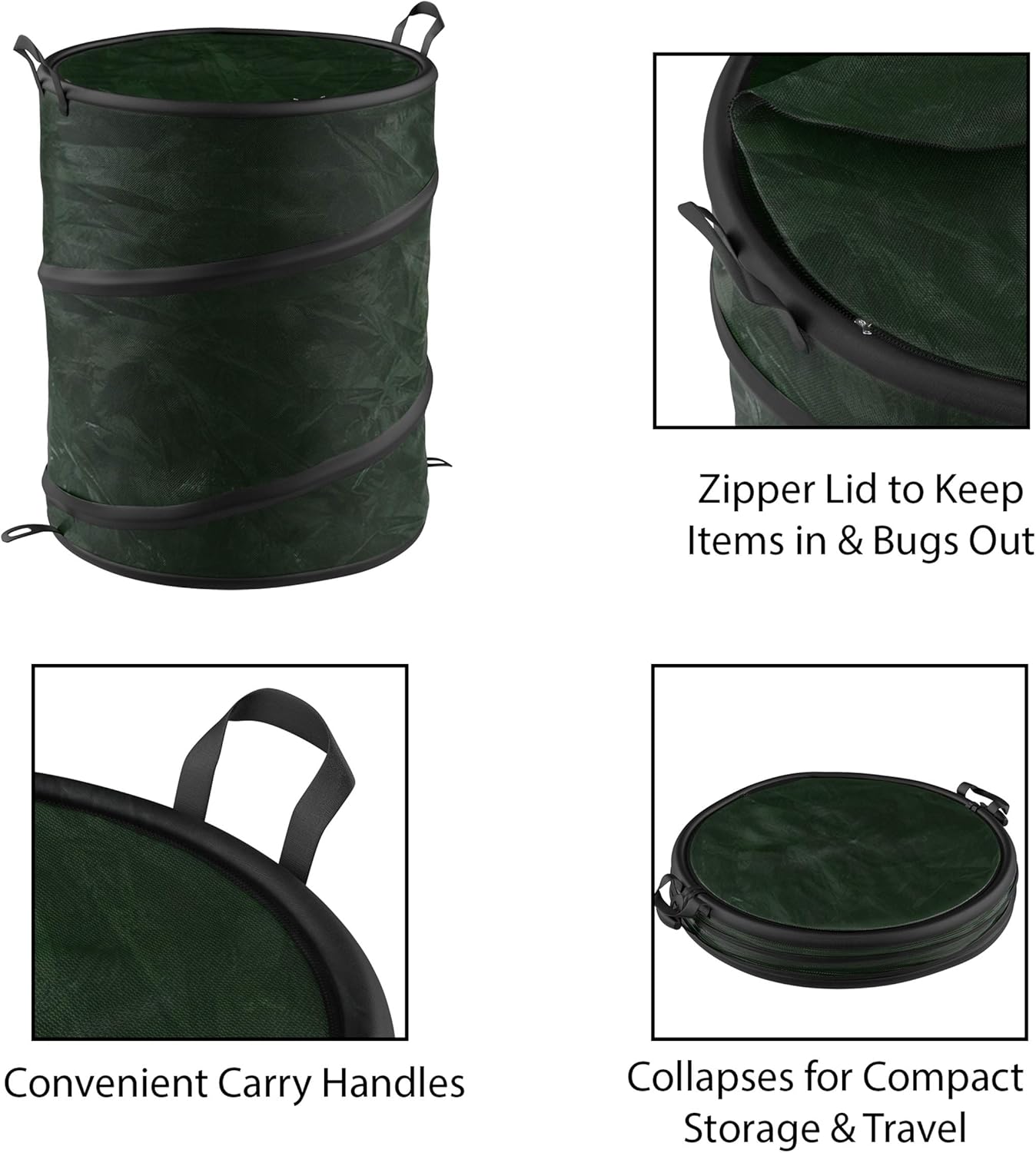 Wakeman Collapsible Trash Pop Up 44 Gallon Outdoor Portable Garbage Can with Zippered Lid – Ideal for Camping Recycling RVs: Home & Kitchen