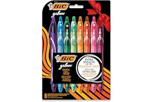BIC Gelocity Quick Dry Vibrant Ink and 0.7 mm Medium Point Gel Pen, 8-Count in Assorted Colours