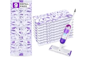 Power Mop Pads Refills Disposable for Swiffer PowerMop 9 Count- EXEGO Wet Dry Pads Power Mop Wood Refills - Multi-Surface Wood Floor Household Replacement Mops Pad for Floor Cleaning