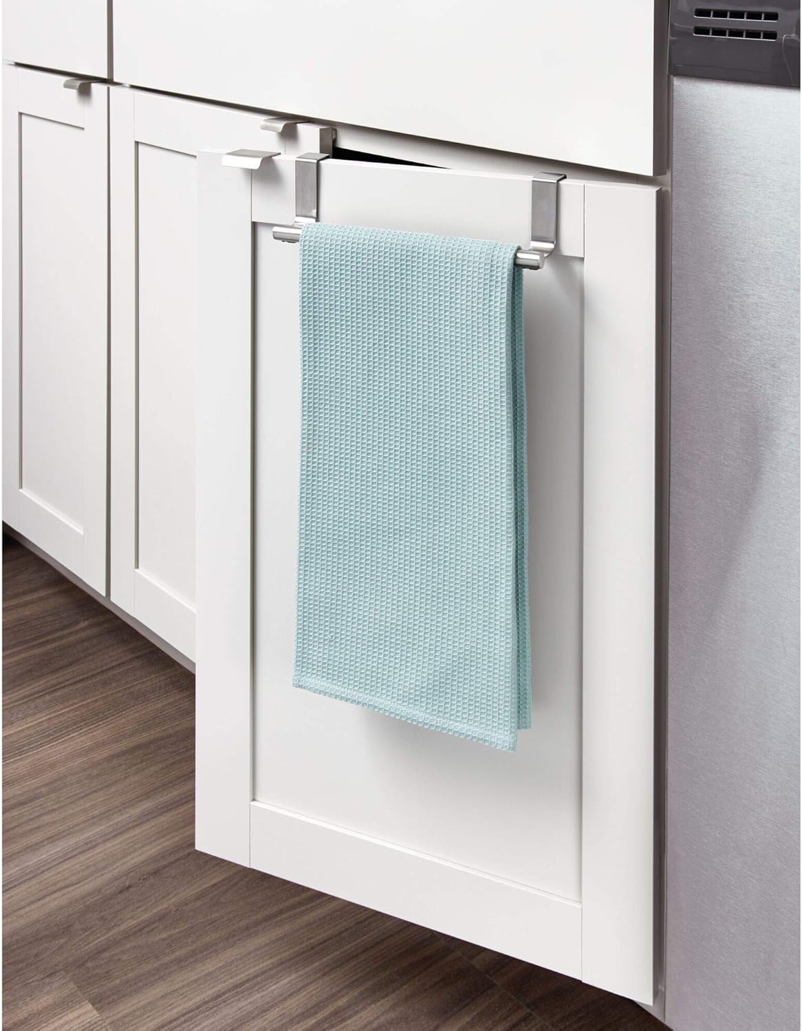 iDesign Forma Metal Over the Cabinet Towel Bar, Hand Towel and Washcloth Rack for Bathroom and Kitchen , 9.25" x 2.5" x 2.5", Stainless Steel: Home & Kitchen