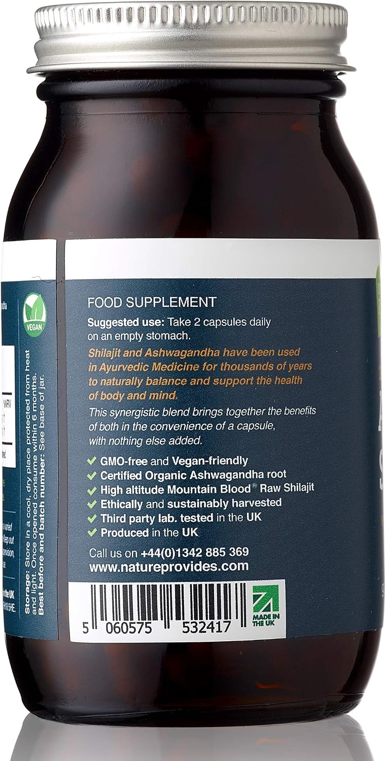 Ayurvedic Shilajit 1000mg & Organic Ashwagandha, 90 High Strength Caps, Fulvic Acid, Mineral Rich Supplement - Image 4