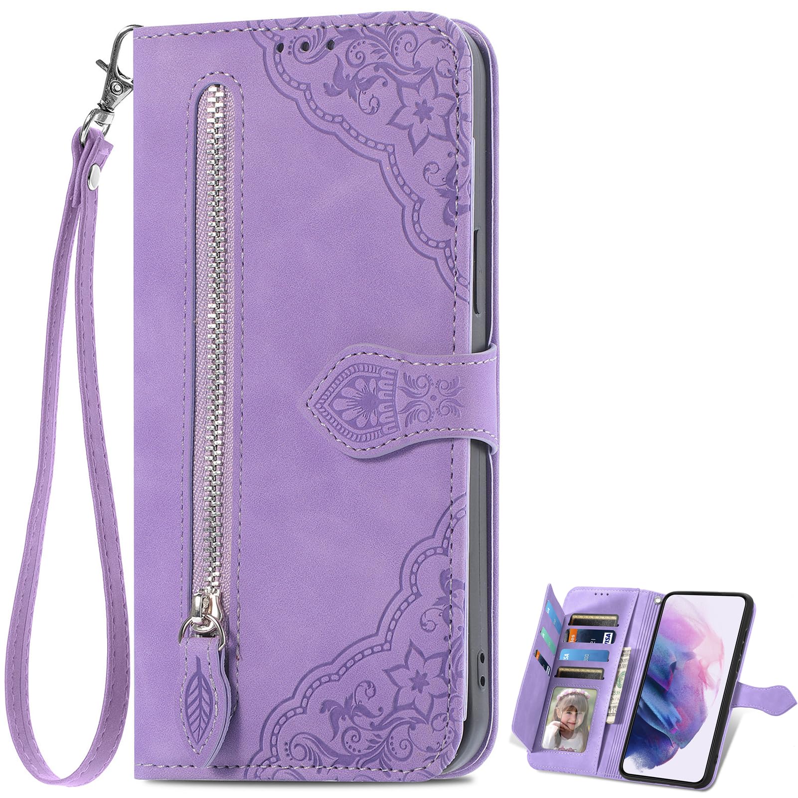 EasyShow Mobile Phone Case for Black view Wave 6C Wallet Case, Black view Wave 6C Wallet Magnetic Closure and Flip Stand Case, Embossed Pattern Cover for Black view Wave 6C-Purple