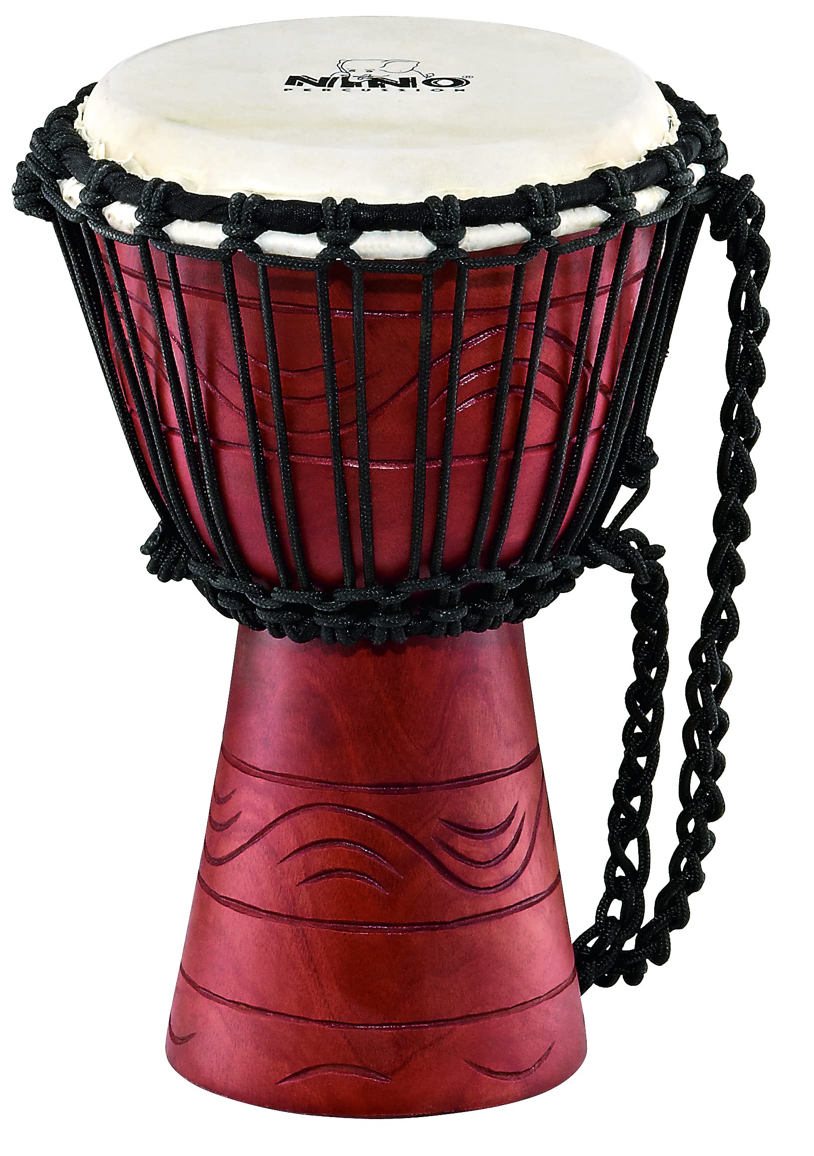 Nino Percussion Water Rhythm Djembe - Medium-sized Musical Instrument for Children from 3 years - 7-inch Diameter - Mahogany, Natural (NINO-ADJ2-XS)