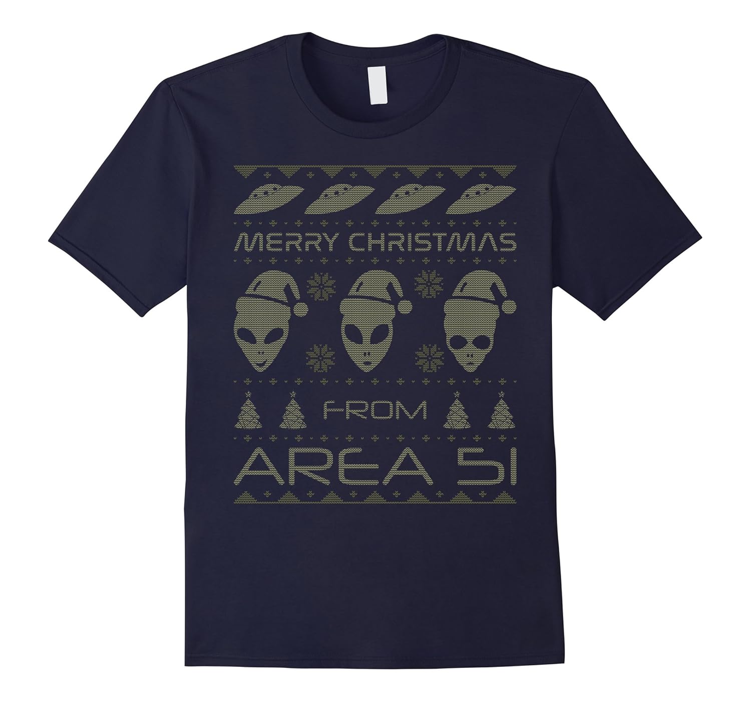 UFO Alien Area 51 Christmas Sweater T-shirt-Rose