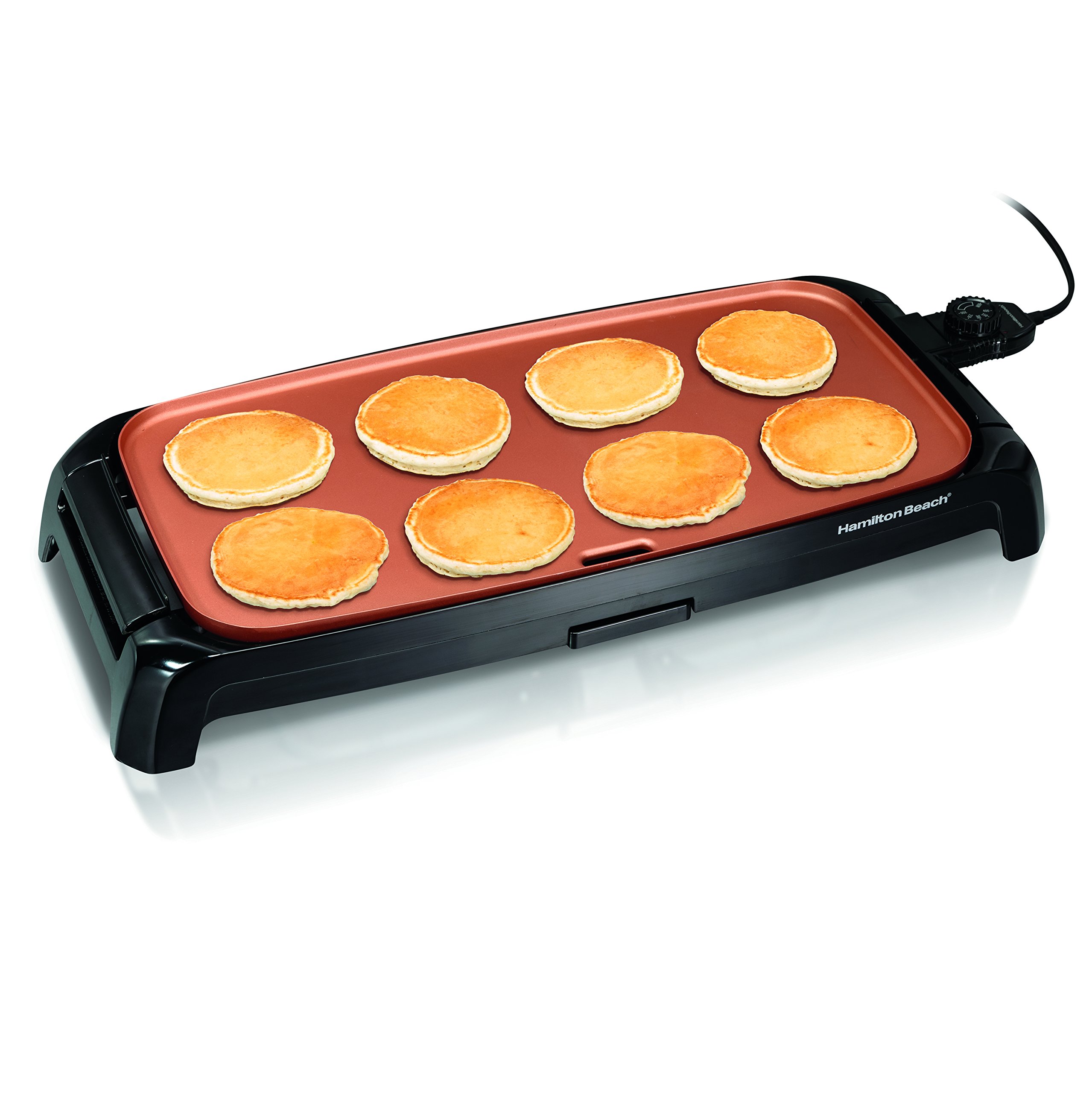 Hamilton Beach Durathon Ceramic Griddle Electric with 200 square inch PTFE & PFOA Free Cooking Surface (38519R)