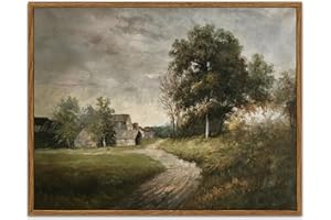 SHENIFY Landscape Canvas Wall Art Vintage Classical Framed Painting 11x14in Village Room Decor - Natural Framed