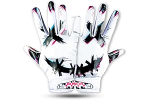 TAQCHA Jester Cross Eyes Football Gloves - Elite Trendy Wide Receiver Gloves – Extra Sticky Grip for Game Day, Training, High School and College - Adult and Youth Sizes
