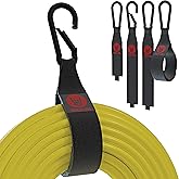 RACK-ON Ripper Connectors | 4-Pack Hook & Loop Storage Straps, Heavy Duty Solid Black Steel Carabiner, 1.5"/38mm Wide Strap, 
