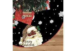 GAGEC Christmas Tree Skirt Black Snowflake Black Santa African American Santa Tree Skirt 48inch Xmas Winter Tree Skirt for Christmas Indoor Outdoor Decorations