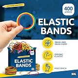 SOL 400pk Coloured Elastic Bands Thick Rubber Loops Assorted Sizes view 3