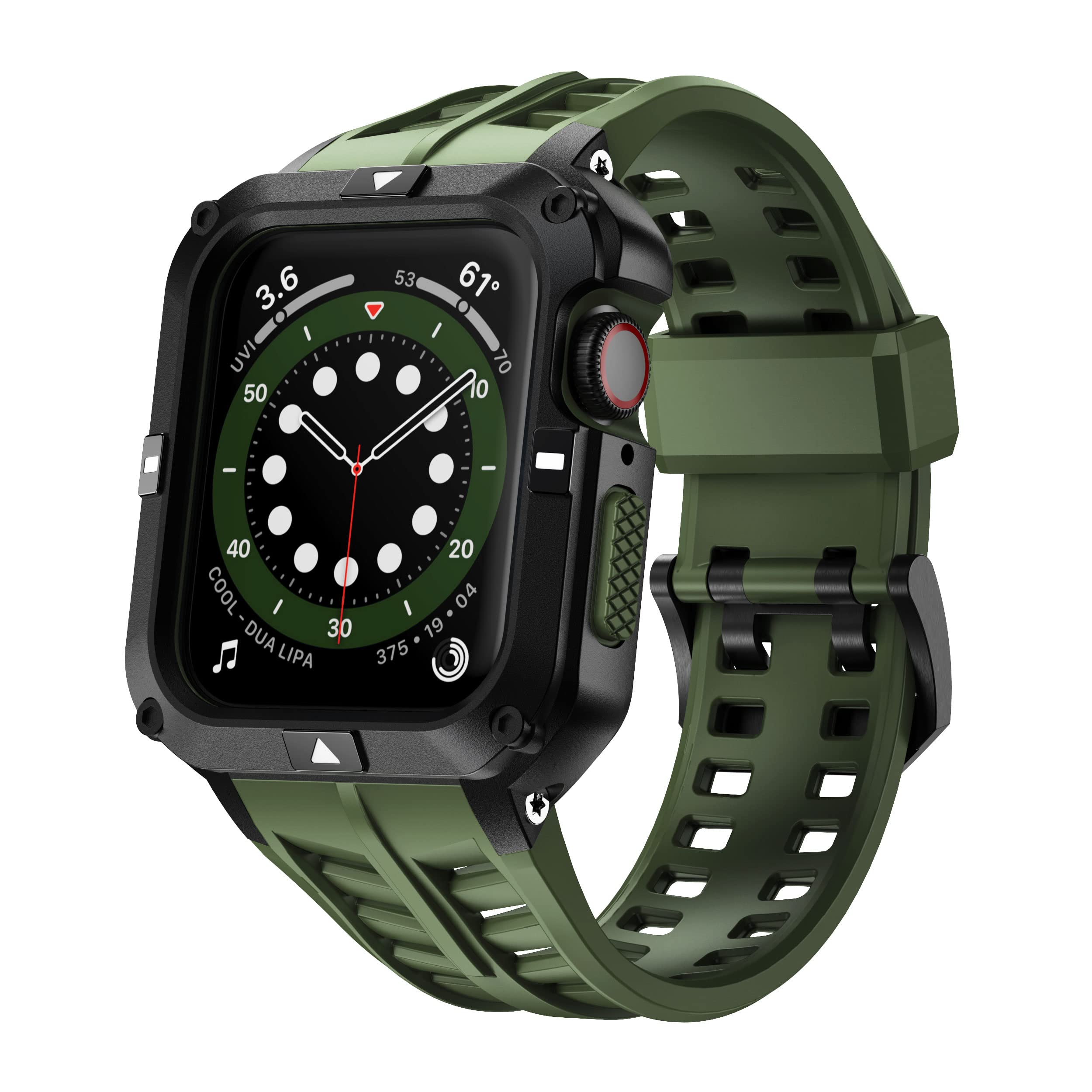 Photo 1 of T-ENGINE Metal Case Compatible with Apple Watch Series 7/8/9 (45mm) for se Series 6/5/4 (44mm), One-Piece Metal Case with TPU Band for 45mm 44mm