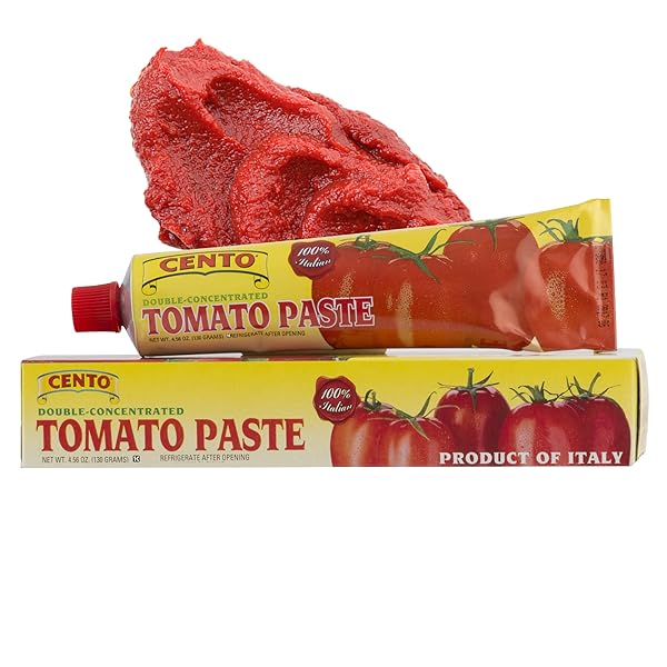 CENTO TOMATO PASTE, 4.56 OZ TUBE, DOUBLE CONCENTRATED, THICK PASTE FROM RED, RIPE TOMATOES, GROWN AND PROCESSED IN ITALY