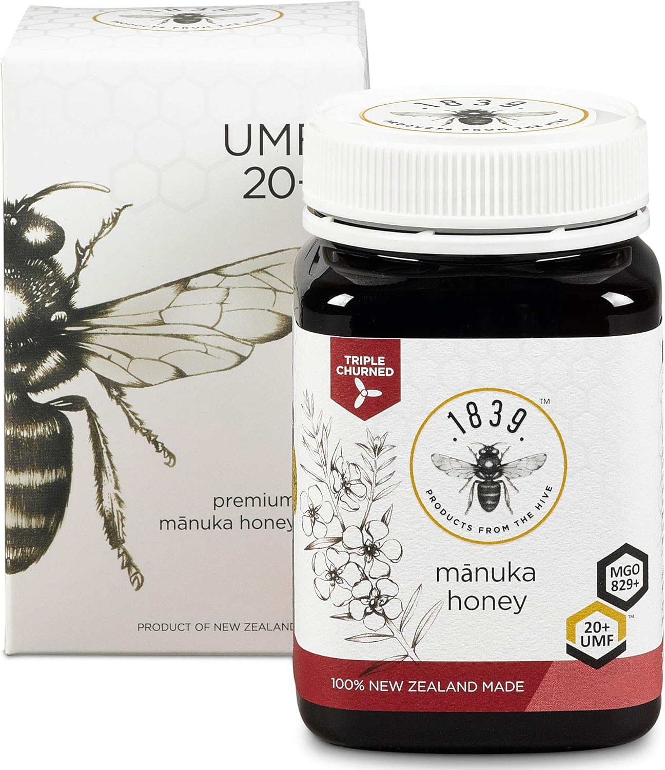 1839 Honey, Miel de Manuka UMF 20+ (MGO 829+), 250g Amazon.fr Epicerie
