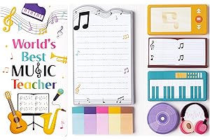 B1ykin Sticky Notes Set, Cartoon Theme Cute Self-Stick Notes Pad Teacher Appreciation Gifts， Self-Adhesive Writing Memo Pages Sticky to Do Notepad Thank You Gift for School Classroom (Music Teacher)
