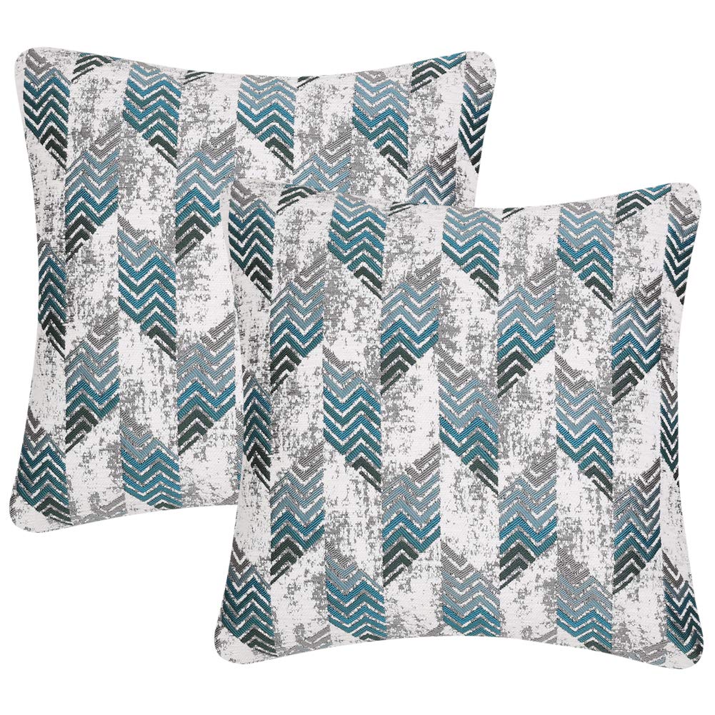 Yeiotsy Pack of 2, Nordic Style Cozy Decorative Throw Pillow Covers for Sofa Bed Car Chair Geometric Cushion Cases Jacquard Chenille (Teal Rhombus, 18 X 18 Inches) — image 1