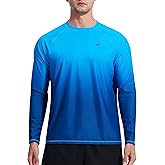 Men's Long Sleeve Rash Guard Quick Dry Swim Shirts UPF 50+ UV Sun Protection Tee Surfing Tops